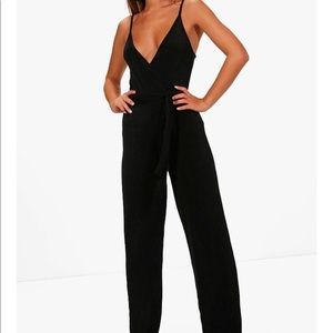 Wrap tie waist jump suit